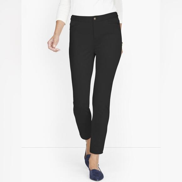 NWT Talbots Lexington Pants Black Size 12 Textured Ponte Knit Ankle Pants - Picture 1 of 12